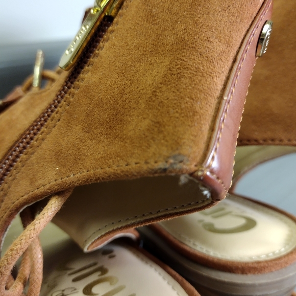 Circus by Sam Edelman "Kiera" Pre-owned Faux Suede Block Heel Lace Up w/Zip Side - Picture 12 of 13